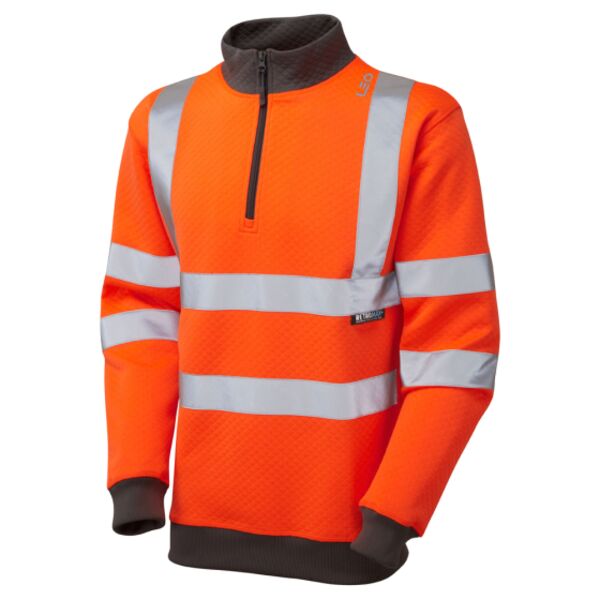 Leo Brynsworthy Hi-Vis Orange Zip Neck Sweatshirt Thumbnail