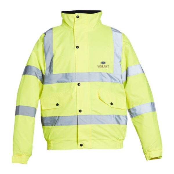 C4ECROM0086 Hi-Vis Yellow Bomber Jacket Vigilant Logo LB Thumbnail