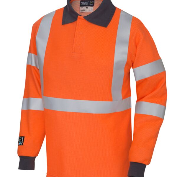 Progarm FR ARC Hi-Vis Orange Long Sleeve Polo Shirt Thumbnail