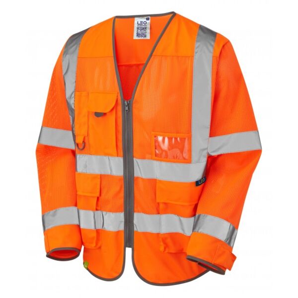 Leo Burrington  Long Sleeve Hi Vis Vest Orange Thumbnail