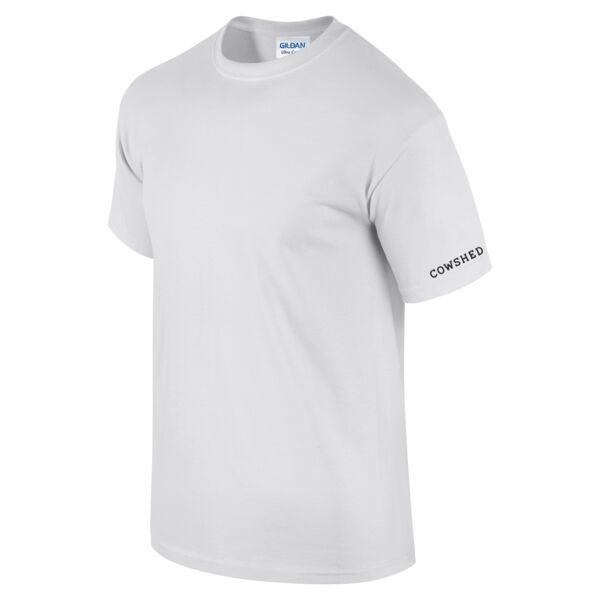 C4ESOHO017 Ultra Cotton T-Shirt in White Cowshed emb to left sleeve in black Thumbnail