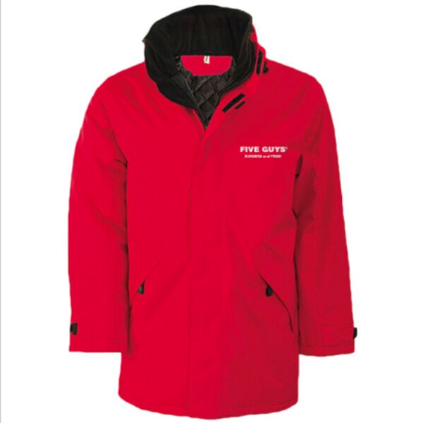 KB677FG Red Parka Jacket with Five Guys Burgers & Fries embroidery FLB Thumbnail