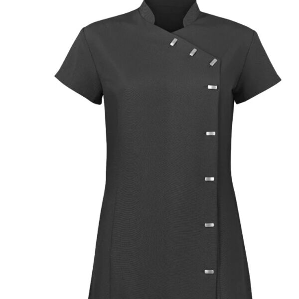 Tunic - Black - Womens Asymmetrical Button Tunic Thumbnail