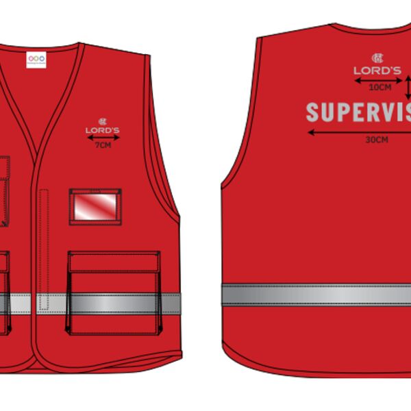 C4EMCC013 MCC Lords Red Hi Vis Bib - Supervisors Thumbnail