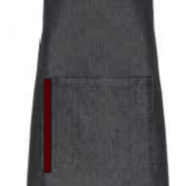 Signet- Bib Apron w/ Maroon waist tie & trim on pocket Thumbnail