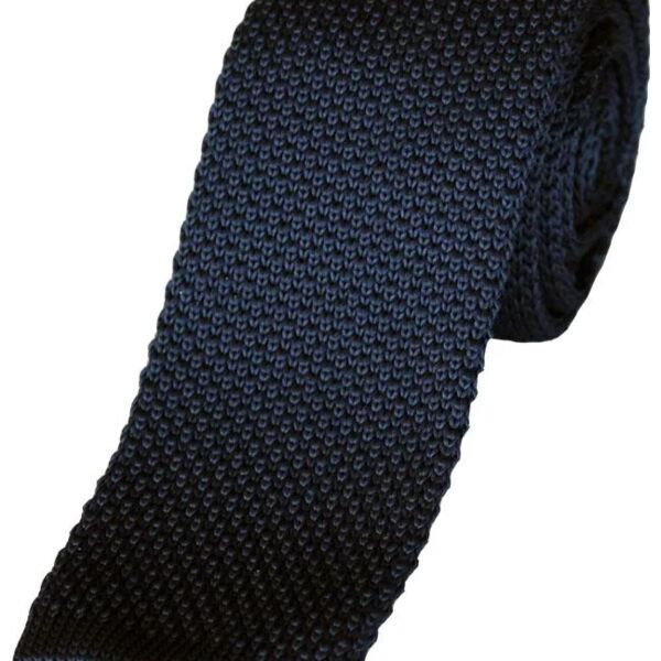 Navy Knitted Slim Tie Thumbnail