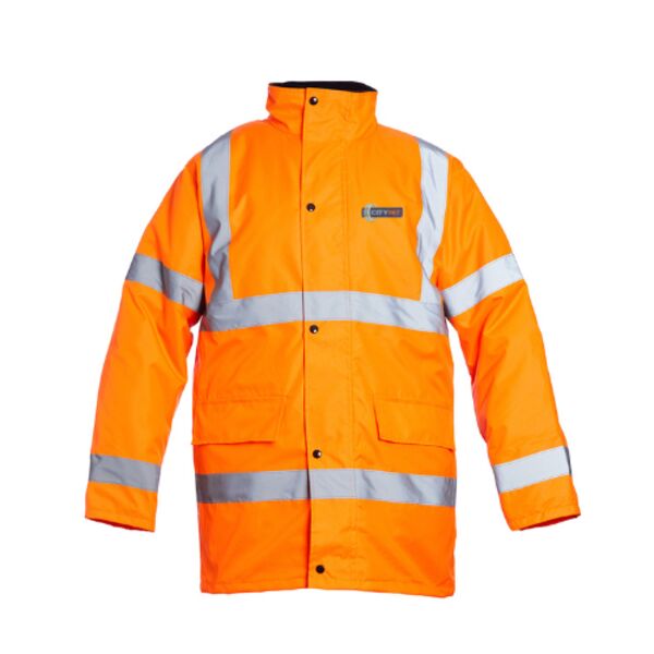 C4ETYRE017 - Orange Hi-Vis Jacket City 1st Logo FLB EMB + REAR HT Thumbnail