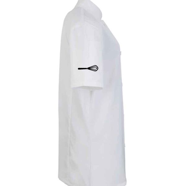 C4ECHART016 - Chartwells Ladies S/S Moisture Wicking Chef Jacket + Whisk Emb Right Arm Thumbnail