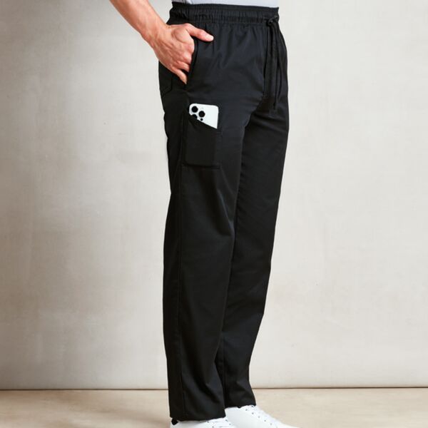 C4ECHART041 Chartwells Black Slim Fit Chef Cargo Trousers - c/w Black Whisk Chartwells Tax Tab Thumbnail