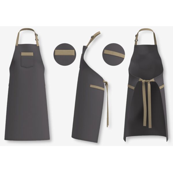 C4EEXC008 - Bespoke Team Leader Bib Apron - Dark Grey & Khaki Thumbnail