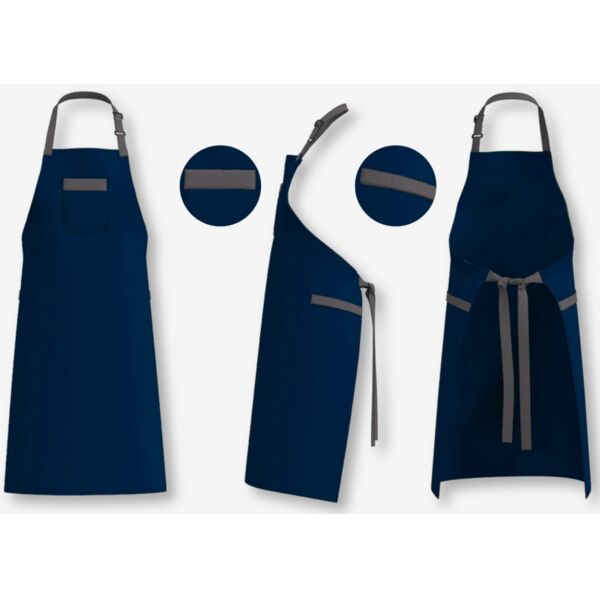 C4EEXC010 - Bespoke Waiter Bib Apron - Navy & Dark Grey Thumbnail
