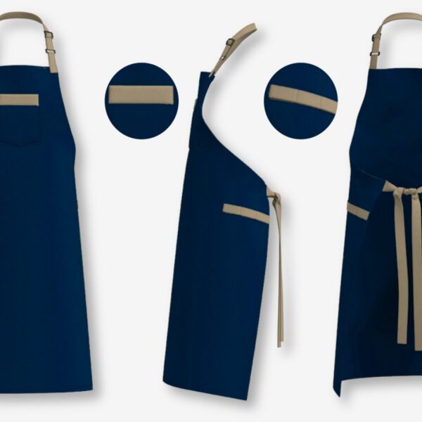 C4EEXC011 - Bespoke Circulation Bib Apron - Navy & Khaki Thumbnail