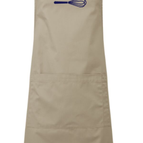 C4ECHART066 Chartwells Khaki bib with Navy waist ties and neck ties and Khaki front pocket Thumbnail