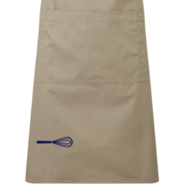 C4ECHART068 Chartwells Khaki waist apron with Navy waist ties and Khaki front pocket Thumbnail