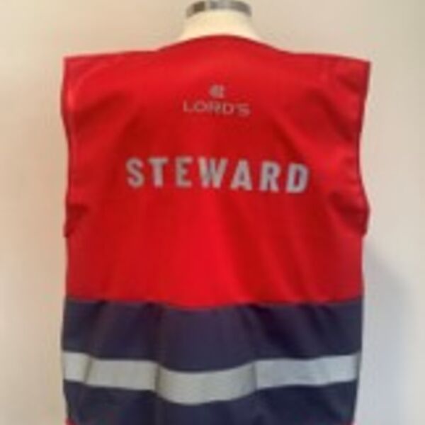 C4EMCC012 MCC Lords Red & Navy Hi Vis Bib - Stewards Thumbnail