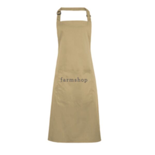 C4ESOHO003 - Khaki Bib Apron with Farmshop EMB on Front Pocket Thumbnail