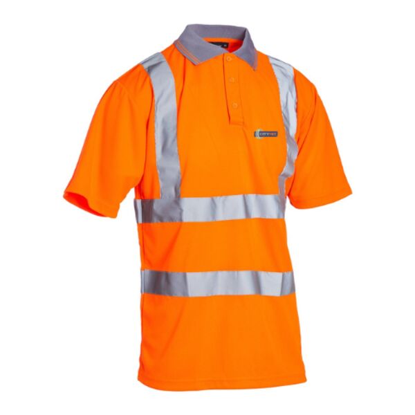 C4ETYRE012 Hi-Vis Orange Polo Shirt City 1st Logo FLB EMB Thumbnail