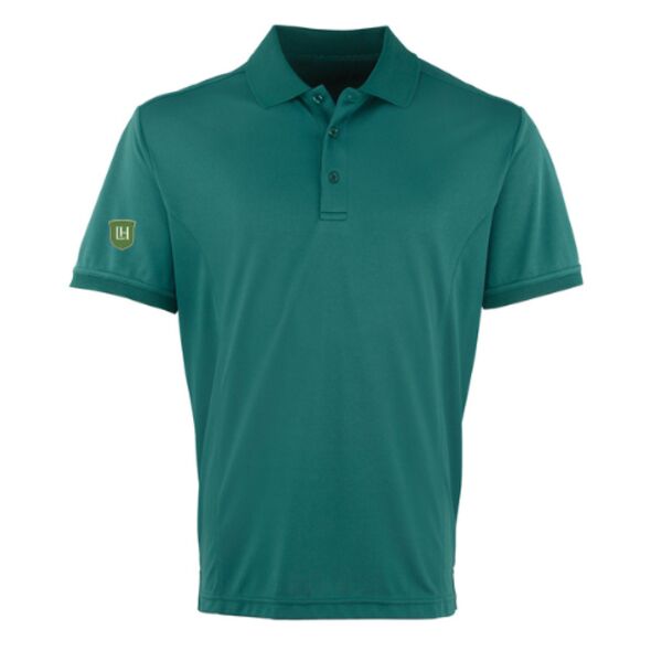 C4ELH006 Gents Moisture Wicking Bottle Green Polo - LH Crest Emb Right Sleeve Thumbnail