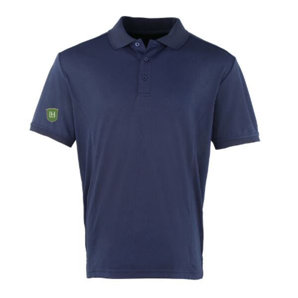 C4ELH008 Gents Moisture Wicking Navy Polo - LH Crest Emb Right Sleeve Thumbnail