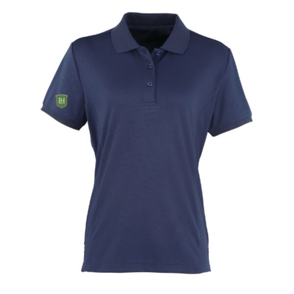 C4ELH009 Ladies Moisture Wicking Navy Polo - LH Crest Emb Right Sleeve Thumbnail