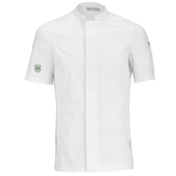 C4ELH011 Gents Chef Jacket S/S - LH White Crest Emb Right Sleeve Thumbnail
