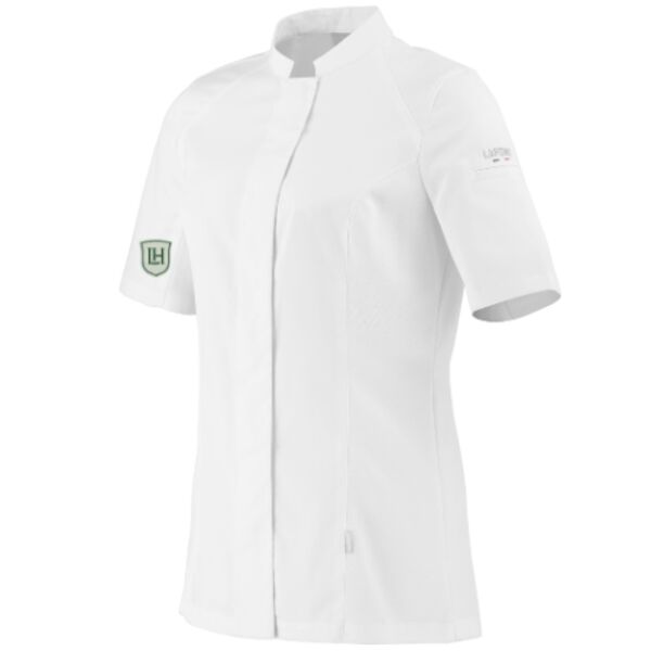 C4ELH017 Ladies Chef Jacket S/S - LH White Crest Emb Right Sleeve Thumbnail