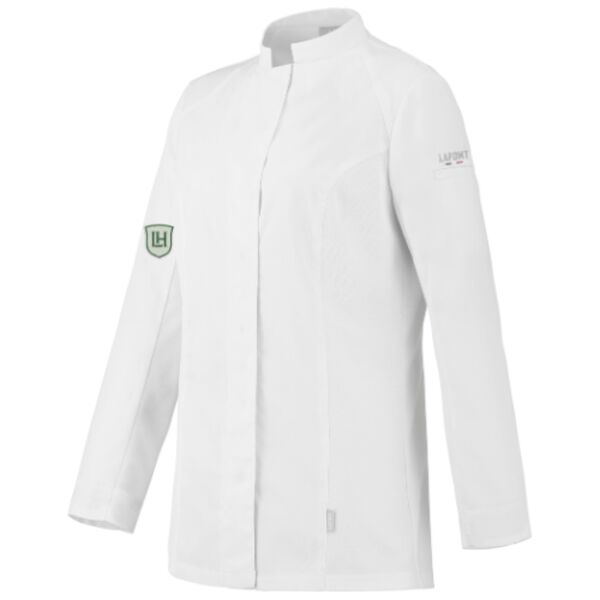 C4ELH020 Ladies Chef Jacket L/S - LH White Crest Emb Right Sleeve Thumbnail