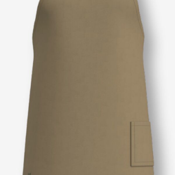 C4ELH002 Bespoke Khaki Bib Apron (Wider) with Side Pocket - LH Logo Emb Right Leg Thumbnail