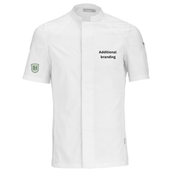 C4ELH012 Gents Chef Jacket S/S - LH White Crest Emb Right Sleeve + Additional Branding  Thumbnail